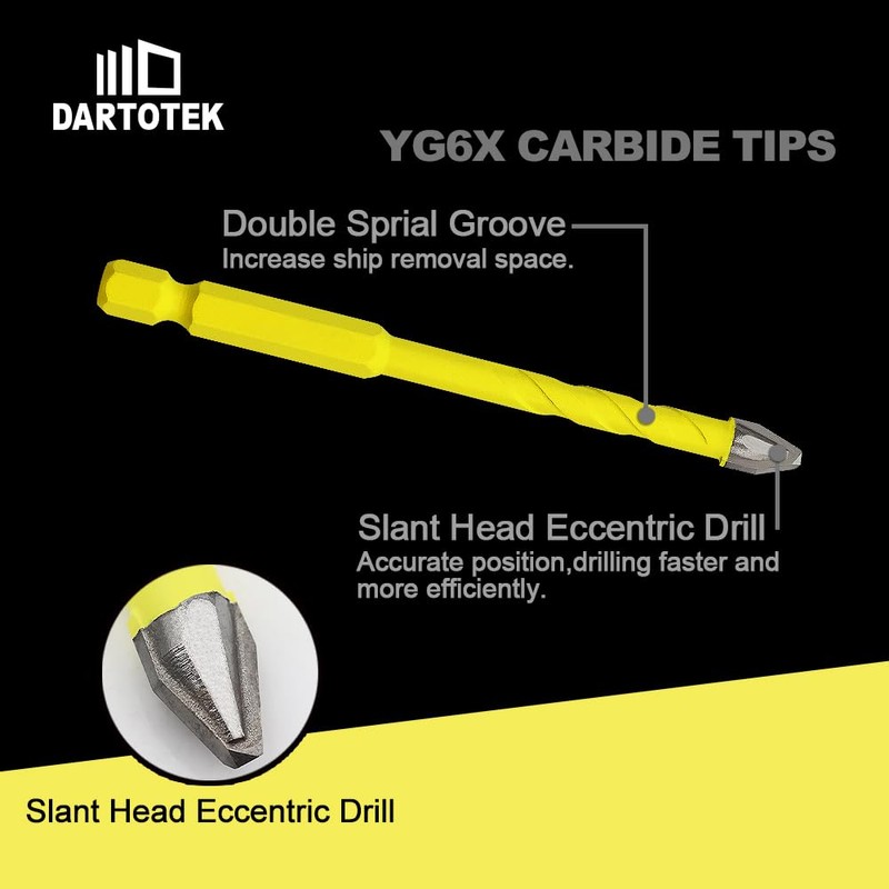 Crooked Head Eccentric Drill Bits 5/6/8/10/12MM Sets of DARTOTEK Twist