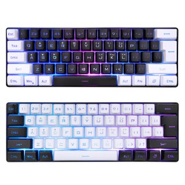 LICAEVEY Mini RGB Keyboard, LED Backlight Mechanical Feeling Wired Gaming Keyboard with Multiple RGB Lighting and Stand, Ergonomic Design(Black and White) (White)