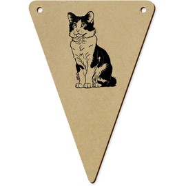5 x 140mm 'American Curl Cat' Wooden Bunting Flags (BN00082362)