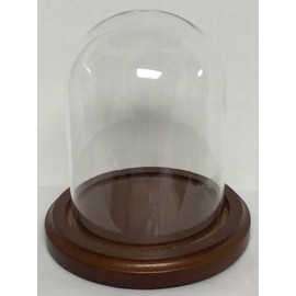 Glass Doll Dome with Walnut Base - 1.85" X 2.75"