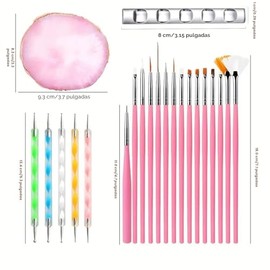 Juego de herramientas de arte de uñas HomTop de 22 piezas, paleta de arte de uñas de resina, herramientas de pincel de grabado de silicona acrílica de