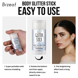 Brzeaf Waterproof Mermaid Glitter Stick, Shimmery& Long Lasting, Hair Eyeshadow Face Body Glitter, Singer Concert Music Rave Festival, Glitter Stick Makeup for Women Men