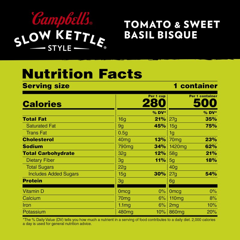 Campbell's Slow Kettle Style Tomato & Sweet Basil Bisque, 15.5