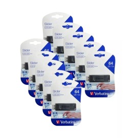 Verbatim 10PK USB 64GB Slider Flash Drive 2.0 Black Memory Stick Pendrive Thumb