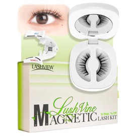 LASHVIEW with Magnetic Eyelash Applicator, Reusable Soft Magnetic Eyelashes Natural Look, No Glue Magnetic Eyelash Kit, Windproof & Waterproof for All Day Comfort (R01)