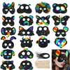 Gejoy 40 Sets Scratch Paper Animal Masks Colorful Scratch Mask