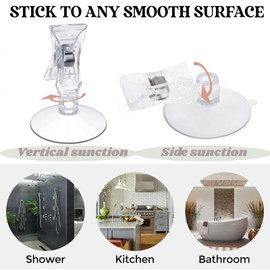 JDBlissful Suction Cup Clip Pack of 6, Plastic Suction Cup Hook Clip Holder, Multifunctional Suction Cup with Clip, Can Be Used as Memo Clip Holder, Photo Holder with Clips, Parking Ticket Holder