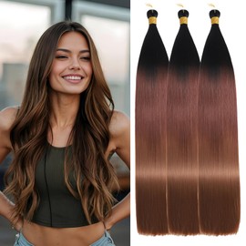 Locescsoc Silky Straight Braiding Hair, 3 Packs, Braiding Hair, Pre Stretched Synthetic Straight Crochet Braids for Women (1B/33/30, 28 Inches, 3 Packs)