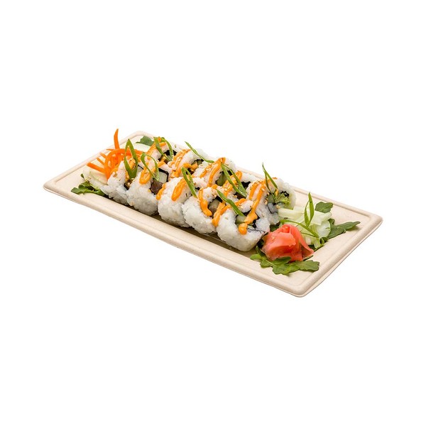 Restaurantware Pulp Tek Rectangular Bagasse Plates 100 Grease Impervious Salad Plates - Lids Sold Separately Microwavable Bagasse Plates Reinforced Rim Unbleached For Salads Or More