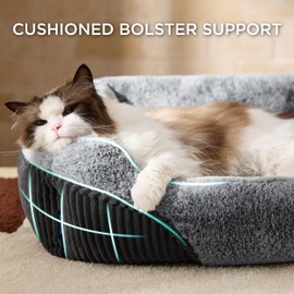 Bedsure Washable Dog Bed Small Dog＆Cat- Rectangle Fluffy Plush Kitten Puppy Bed, Comfy Corduroy Fleece and Nonskid Bottom,20x19x6inches,Suitable for Pet Up to 15lbs,Grey