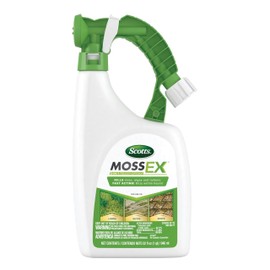 Scotts MossEx 3-in-1 Ready Spray, Kills Moss, Algae and Lichens, Fast Acting, Use on Lawns, Roofs, and Patios, 32 fl. oz.