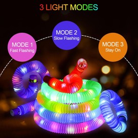 Light Up Sensory Toys, 10PCS Baby Sensory Light Toys for Autism Light Up Toys LED Pop Tubes, LED Light Up Maracas, Light Up Balls, Fidget Spinners, Light Up Tambourine Gifts for 4-8 Year Old Kids