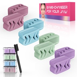 Azrra Jaw Exerciser for Women & Men, 4 Resistance Levels (8pcs) Jawline Shaper Exerciser, Jaw Trainer Double Chin Eliminator for Jawline Face Toning & Strengthening