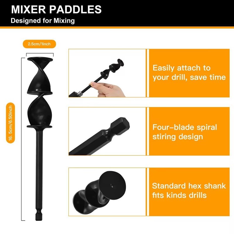 RZJZGZ 4 PCS Silicone Resin Mixer Paddles for Drill, Epoxy