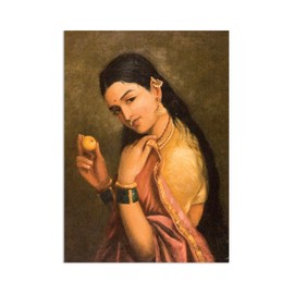 Strand Clothing Indian Art Vintage Print Poster Raja Ravi Varma Woman Holding Fruit Hindu Painting (A3 Unframed)