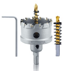 Luomorgo 2-1/8" 54mm TCT Carbide Hole Saw Tungsten Carbide Tipped Hole Cutter with 2 Pcs Titanium-Plated Pilot Drill Bit for Metal Iron Steel Wood Plastic