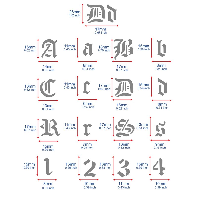 BENECREAT Matte Metal Letters Stencils, Gothic A to Z Alphabet