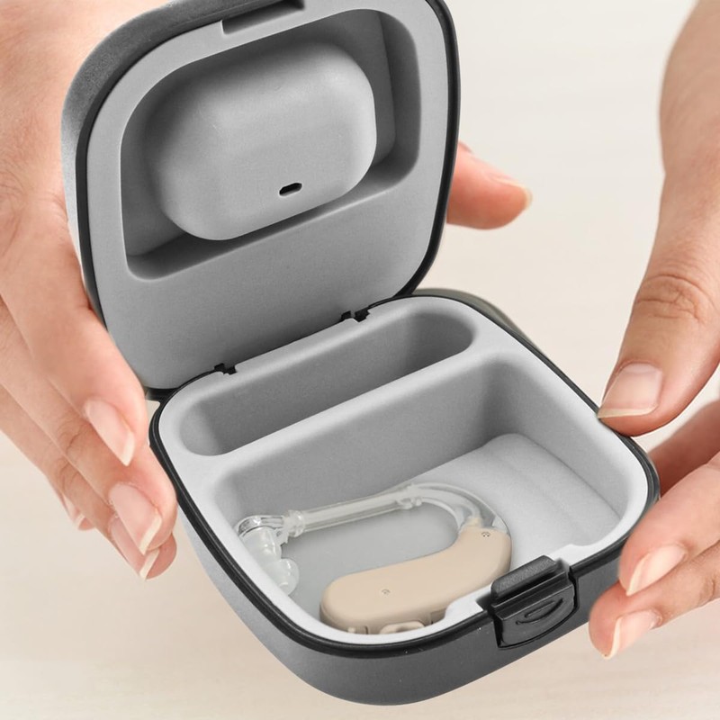 2 Pcs Hearing Aid Case, Waterproof Portable Storage Box, Hard