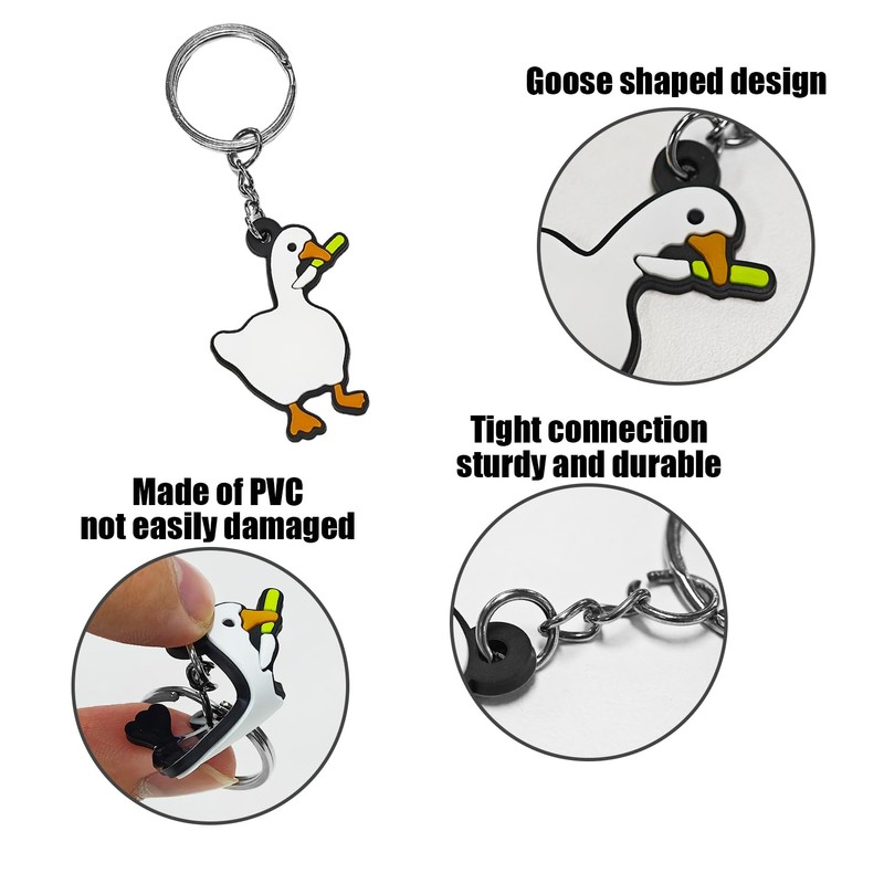 2 Pieces White Goose Keychains, Cute Cartoon Keychains, Creative Pendant