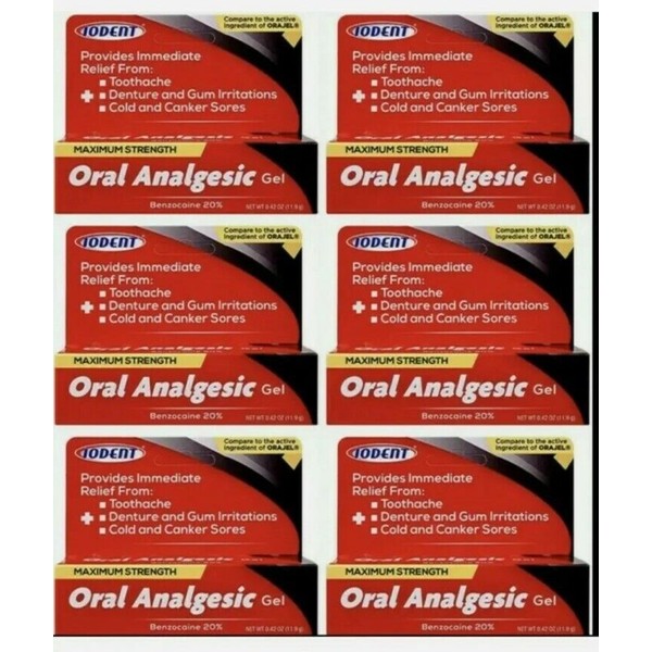 Iodent 6 Packs Oral Analgesic Gel Maximum Strength,Tooth