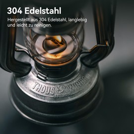 Thous Winds Retro Sturmlaterne, “Memory” Kerosin Laterne (Klassische Version), Petroleum Lampe Outdoor mit Tragegriff, Perfekte für Camping, Wandern, Terrasse, Gartenabende, Picknick, Retro Silber