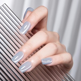 MAYCHAO 15ML Blue Glassy Cat Eye Gel Nail Polish, 1Pc Glitter Holographic Light Blue Nail Polish with Magnet Soak off Reflective Magnetic Nail Varnish for Nail Art Manicure Salon DIY at Home, 0.5 OZ