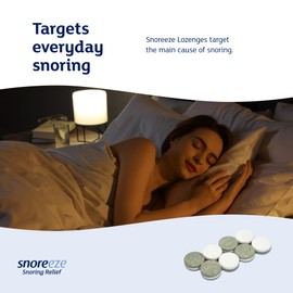 Snoreeze Anti-Snoring Lozenges - for Dry Mouth Snoring Relief, Naturally Tones & Lubricates Soft Tissues - Use with Mobile App to Stop Snoring - Pack of 16, Mint Flavour