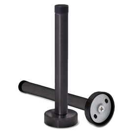 Door Stop, 6 Inch Long Door Stopper with Mute Rubber Bumper, Wall Mounted Large Modern Extra Long Door Stops Catch Black, Brushed Steel, Heavy Duty Doorstop Door Holder for Home Office, 2 Pack