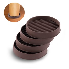 Rustark 4Pcs 50mm 2 Inch Brown Round Rubber Caster Cups Non Slip Furniture Square Pads Coasters Square Pads Hardwoods Floors Protectors, Non Skid Square Furniture Feet Caps for Bed Couch Tables Chair
