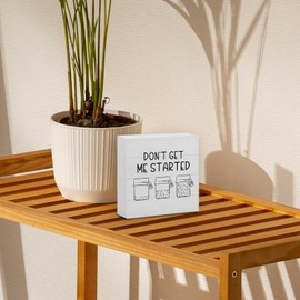 STHTTSW Funny Sourdough Kitchen Wooden Sign - Sourdough Baking Gifts for Women Bakers Mom, Don't Get Me Started Funny Sign