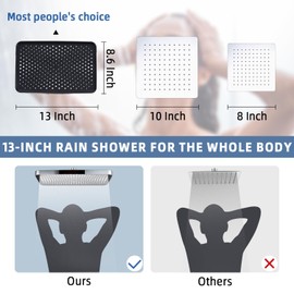 Sincerevo 13 Inches Rain Shower Head with Extension Arm, Luxury Rainfall Showerhead, 16 Inch Metal Adjustable Arm Extender with Lock Joints