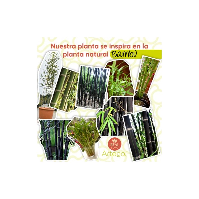 Artego Planta Artificial Decorativa Moderna con Maceta Bambú Grande de