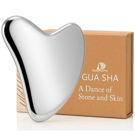Stainless Steel Gua Sha Tool for Face & Neck - Facial Massage Tool for Lymphatic Drainage, Depuffing, Jawline Sculpting & Skincare Routine - Hygienic 