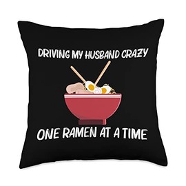 Best Ramen Gifts Tonkotsu Meat Bowl Noodle Stuff Cute Ramen Art for Women Mom Miso Shoyu Japanese Soup Dish Throw Pillow, 18x18, Multicolor