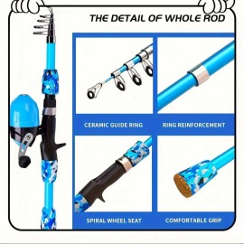 Comfortable Saltwater Fishing Pole for Children Fishing Luxury Children Fishing Rod ComboLength: 1.5m, Color: blue and pink fishing pole kit
