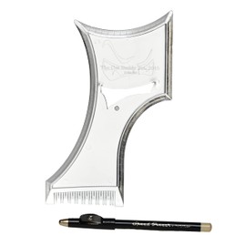 The Cut Buddy PLUS Beard Shaping Tool, Clear Template with Built-in Comb and Bonus Pencil, Ideal for Hairline, Beard, and Mustache Trimming