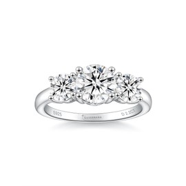 SILVERNANA Moissanite Engagement Ring Sterling Silver Rings with 18K White Gold Plated D Color VVS1 Lab Created Diamond Promise Ring Wedding Rings for Women