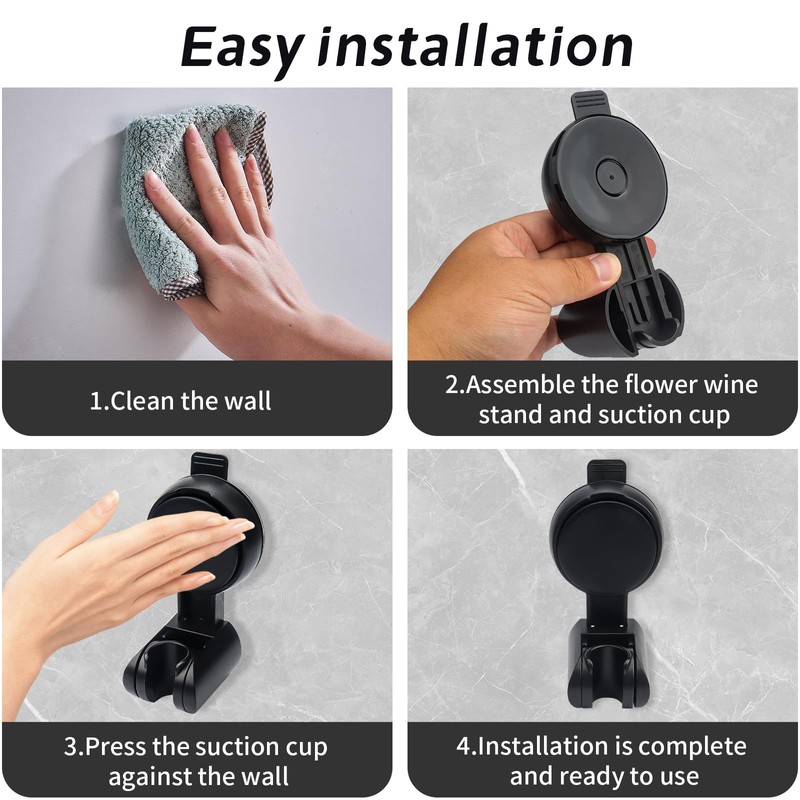 Roellgs Shower Head Holder, Strong Suction Cup Shower Bracket,Height Adjustable