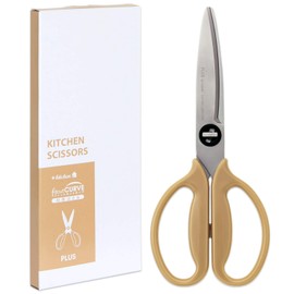 Plus Kitchen Scissors, Disassembly, Dishwasher Safe, Stress-Free Cut, Fit Cut Curve, Sand Beige, Paper Box Packaging 35732