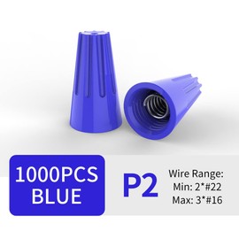 ZIPCCI 1000 Pcs Electrical Wire Connectors Nuts, Blue Screw Springs Caps Wire Twist Terminals