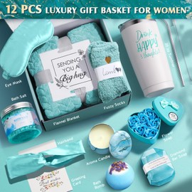 YFONG Spa Gifts for Women, Happy Birthday Gifts for Women, Self Care Get Well Soon Gifts Basket for Mom, Wife, Girlfriend, Sister, Best Friends, Thinking of You Purple Relaxing Gift Set - Ocean