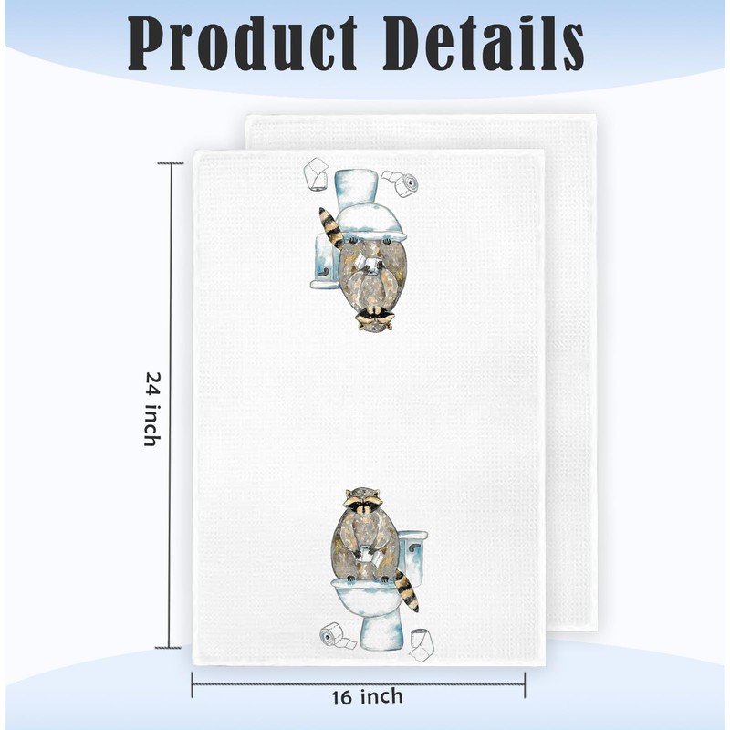 KRHFG Funny Raccoon Hand Towels Decorative, Raccoon Bathroom Decor, Trash