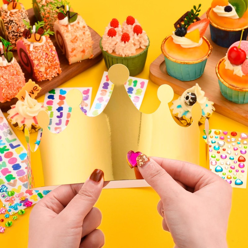 MGZTTHW Gold Paper Crowns, 10pcs Diy Birthday King Crowns Craft
