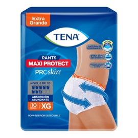 Tena Pants Maxi Protect XG, Ropa interior desechable para incontinencia, Talla Extra Grande, 10 piezas