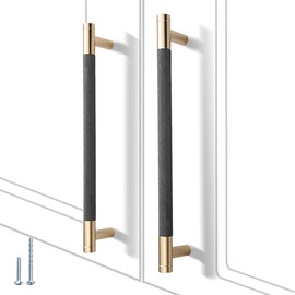 Guoharda 12 Pack 7 1/2 Inch 192 mm Knurled Cabinet Handles Cabinet Pulls Aluminum Handles Pulls Gold and Grey Oxidation Finish with Diamond Pattern 8.6" Length (7.5" Hole Center)