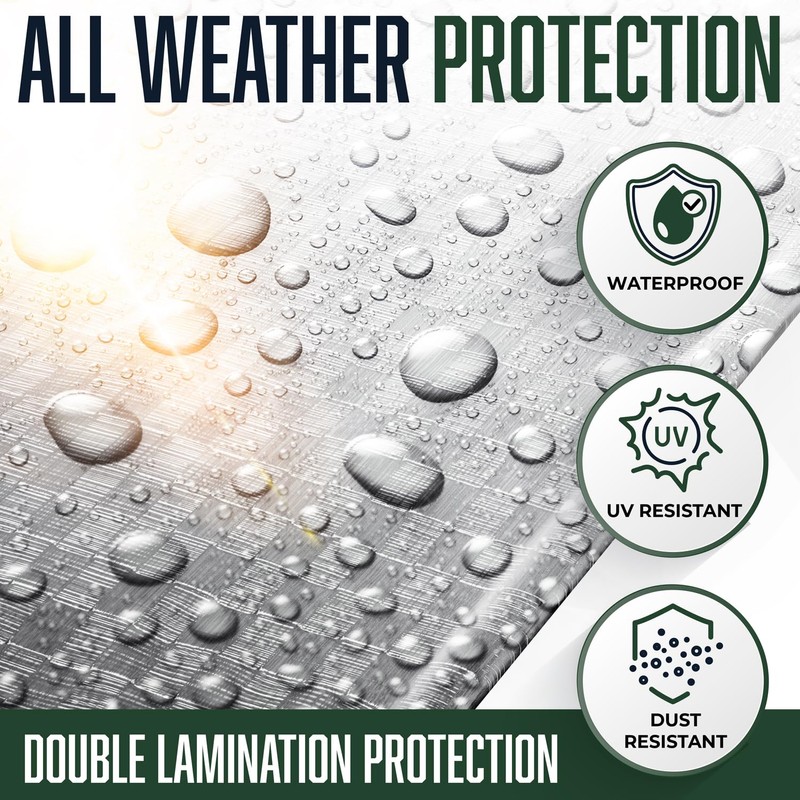 10x10 Heavy Duty Waterproof Tarp, 7 Mil Thick, High Durability,