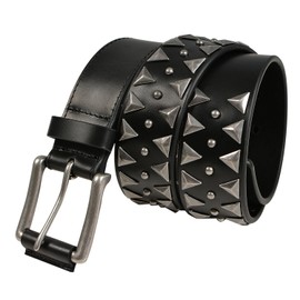 GSG SINCE 1998 Women's Men's Genuine Italian Cowhide Leather Belts Studded Punk Rock Rivets Belt With Buckle Black Medium, 30-34 inch