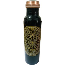 Black Copper Water Bottle 34 Oz Joint Free-Ayurveda Health For Travelling Purpose Vessel Drinking 1 Litre Christmas Gift- Capacity 1000 Ml