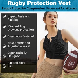 Youth Girls Chest Rib Protector Vest for Baseball Softball Padded Compression Vest Protective Gear Football Rugby Women
