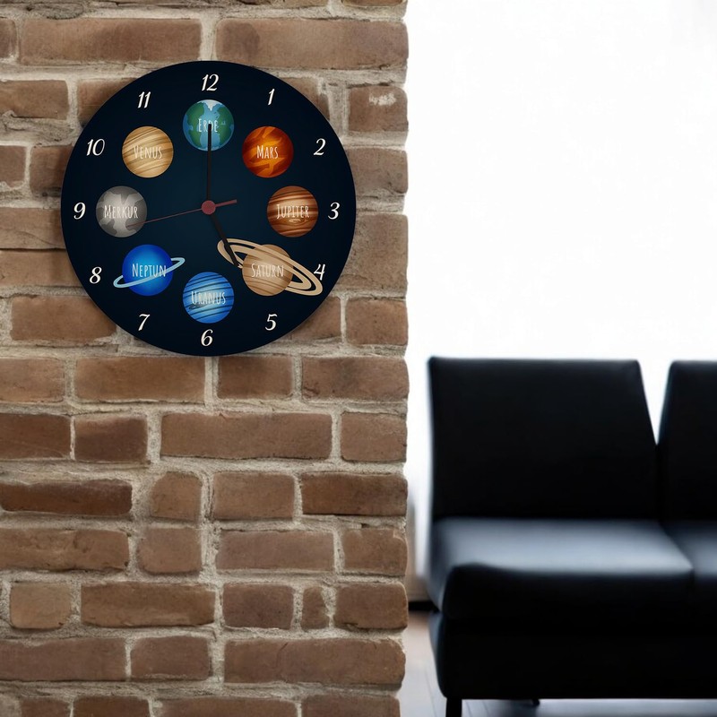 speecheese Planets of the Solar System Wall Clock Aluminium for